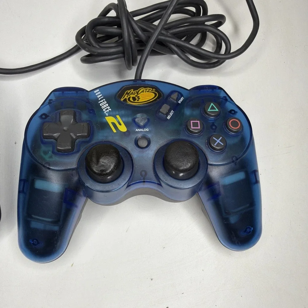 2 MadCatz 8216 Dual Force 2 Wired Gaming Controllers For Sony PlayStation 2